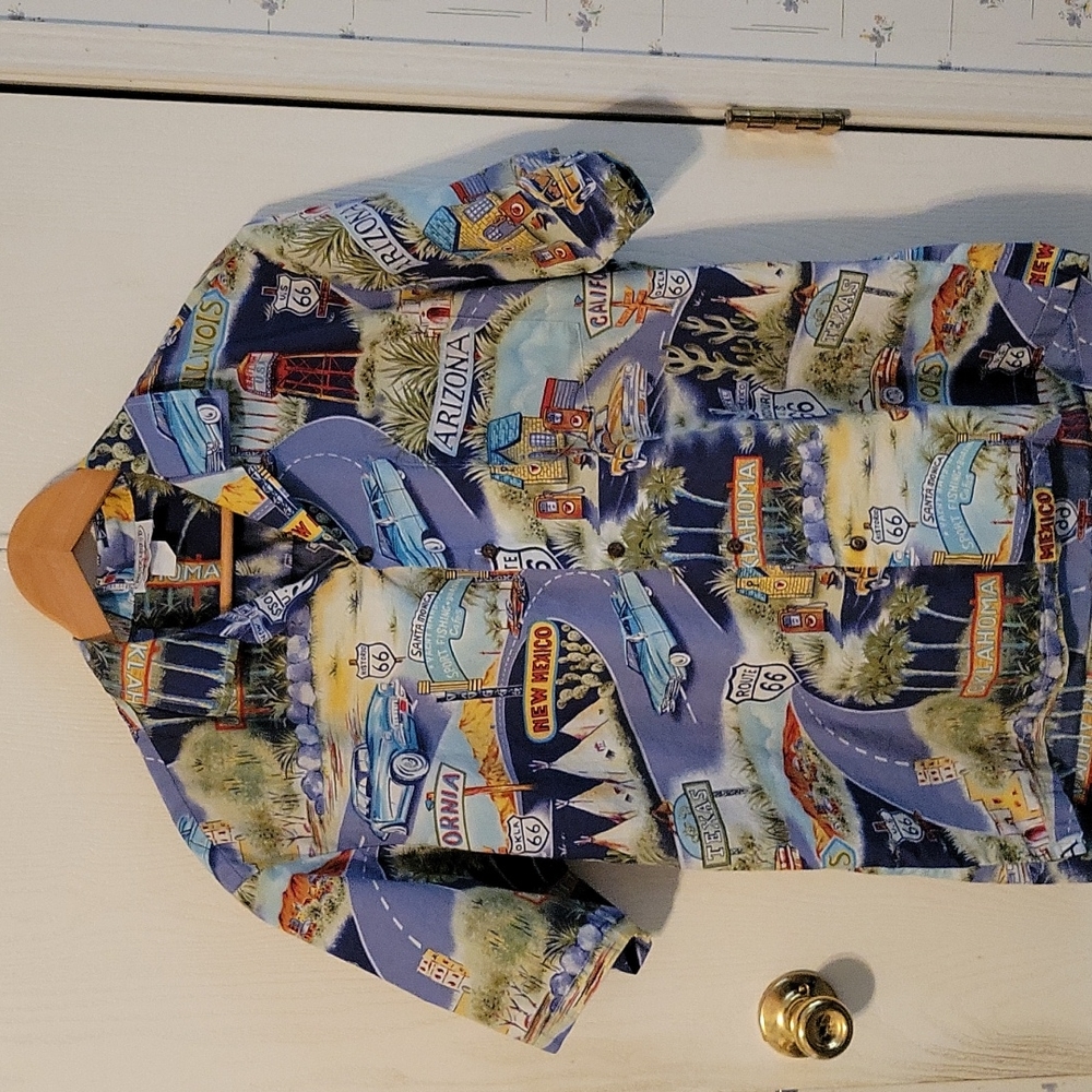 Vintage Authentic Hawaiian Shirt with Route 66 Theme